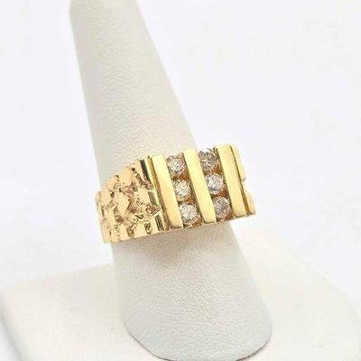 214 • 14k gold & diamond ring, 14.7g
