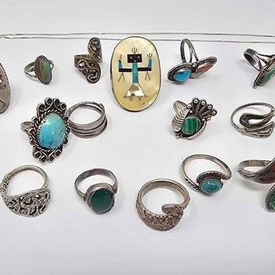 506 • sterling silver rings & necklace, 126.2g