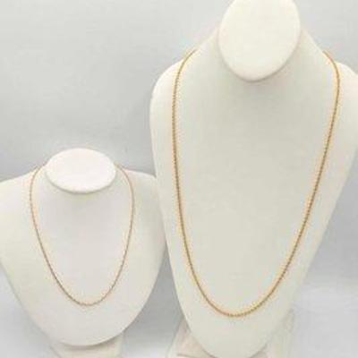 559 • (2) 10k gold filled chains, 14.9g