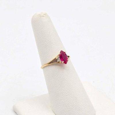 342 • 14k gold, diamond & sapphire ring, 1.4g