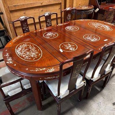 1552 • chinese inlaid rosewood dining table with mother of pearl