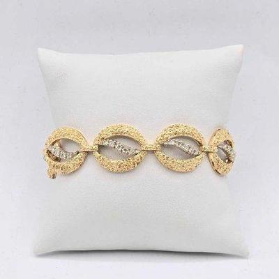 204 • 14k gold & diamond bracelet, 32.4g