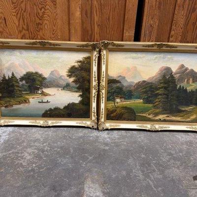 1566 • 2 framed canvas paintings