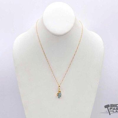 292 • 14k gold, diamond & semi precious stone necklace, 3.3g