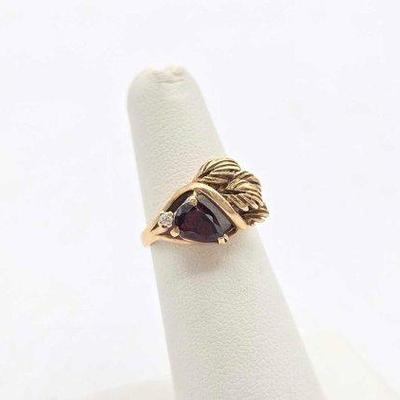 274 • 14k gold and diamond ring with semi precious stones, 4.4g
