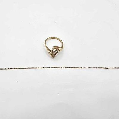 282 • 14k gold ring setting & broken bracelet, 4.1g