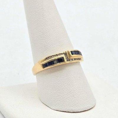 312 • 14k gold, diamond & sapphire ring, 2.6g