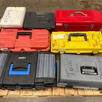 955 • (7) tool boxes with tools