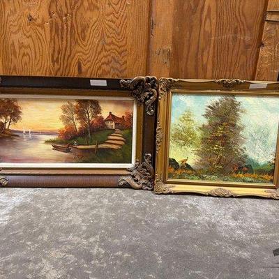 Sale Photo Thumbnail #86: 1568 • 2 framed canvas paintings