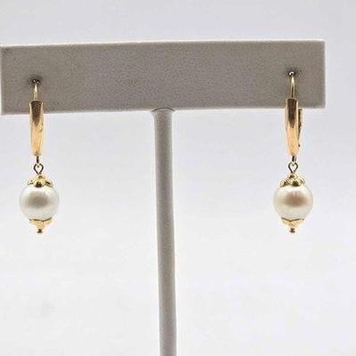 308 • 14k gold pearl earrings 2.7g