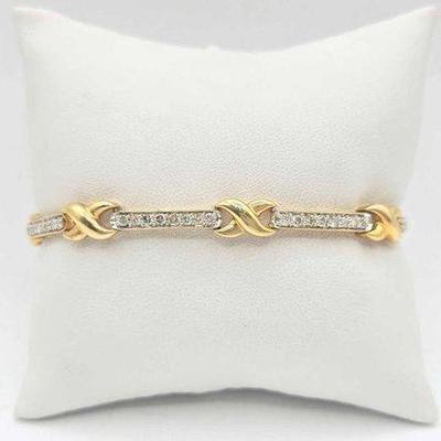 218 • 14k gold & diamond bracelet, 13.9g