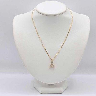 278 • 14k gold and diamond necklace, 4.2g