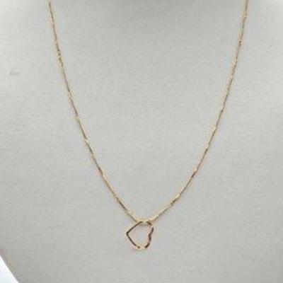 354 • 14k gold necklace with heart pendant, 1.0g