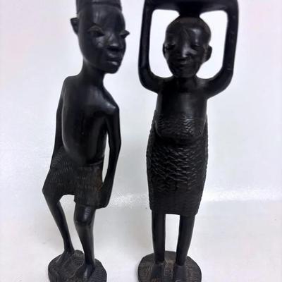 Pair of African Ebony Carved Statues 