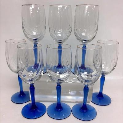 "Lenox" Blue Stemmed Wine Glasses