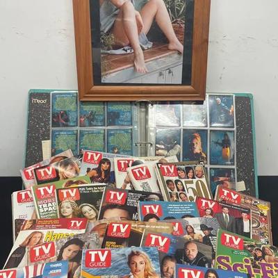 Vintage Entertainment Magazines -TV Guides, Notebook & Framed Print Lot 3 Of 3 