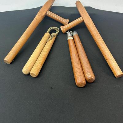Martial Arts Training: Wooden Tonfas & Wooden Nunchakus