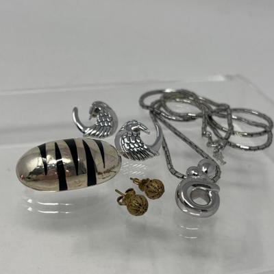 GMH 925 Brooch, Birth Pendant, Myna Bird Earrings & Filigree Studs