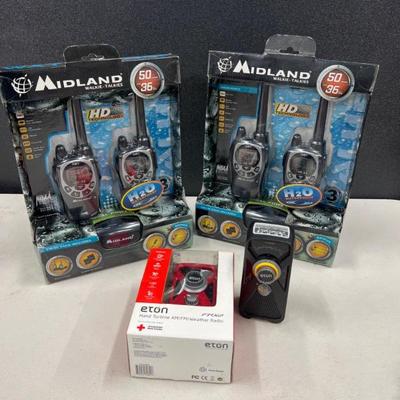 Eton Crank Radios & 4 Midland Walkie Talkies