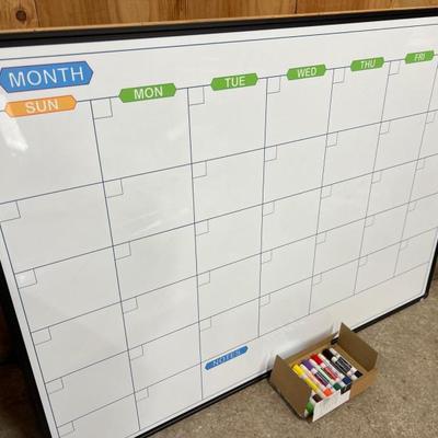Monthly Calendar White Board #2 – 4 ft Wide and Dry Erase Pens