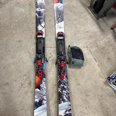 Salomon 108 Rocker 2 Skis, Climbing Skins & Two Sets Ski Poles
