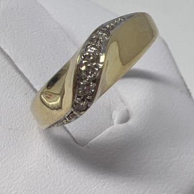 14K Gold Band with 5 Small Diamonds