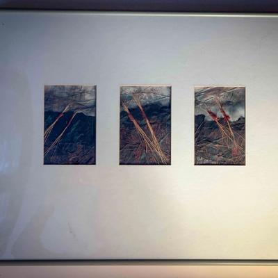 Patricia Bettis Littlefield Handmade Paper Art Triptych – Signed