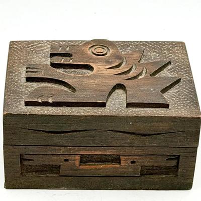 Signed Folklore Wooden Trinket Box 