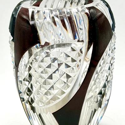 Signed Val Saint Lambert Heavy Crystal Vase