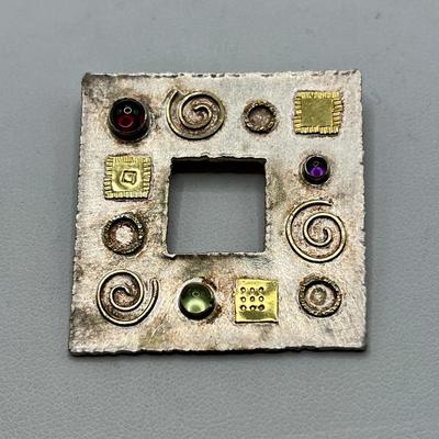 18K Gold, 14K Gold, & Sterling Silver Jewelry Art Brooch by Elizabeth Prior