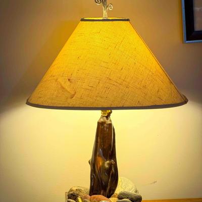 Rustic Table Lamp with Natural Stone Base