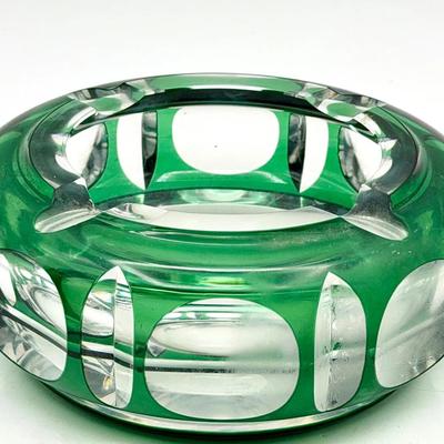 Signed Green & Clear Ashtray