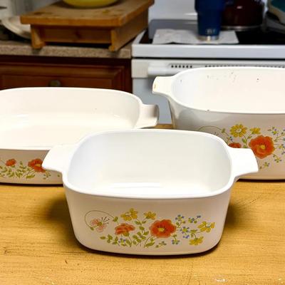 (3) Corningware Wildflower Dishes