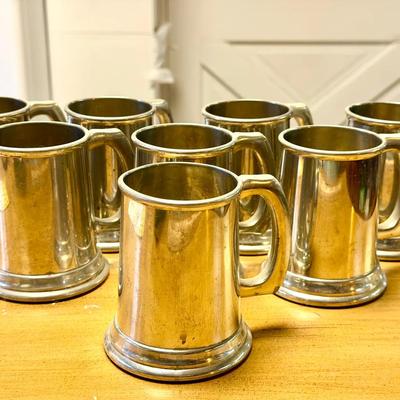 (8) R. Bright Pewter Steins Made In Sheffield England