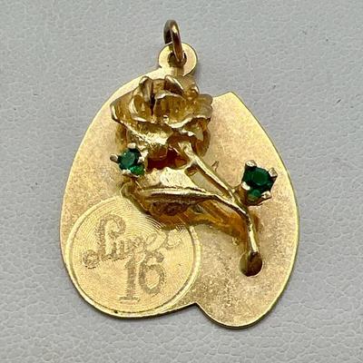 14K Gold Sweet Sixteen Pendant with Gemstones 