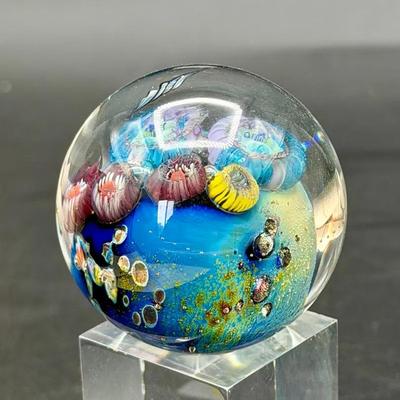 Signed Hand-Blown Art Glass Paperweight