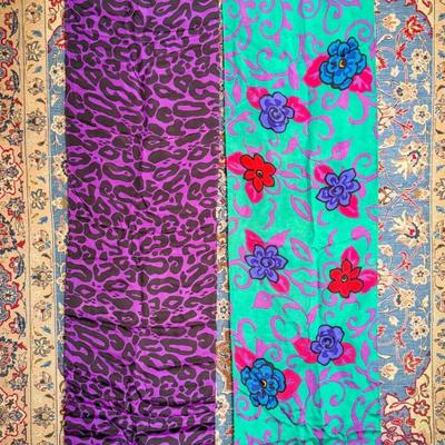 (2) Liz Claiborne Vintage Scarves – Floral & Animal Print