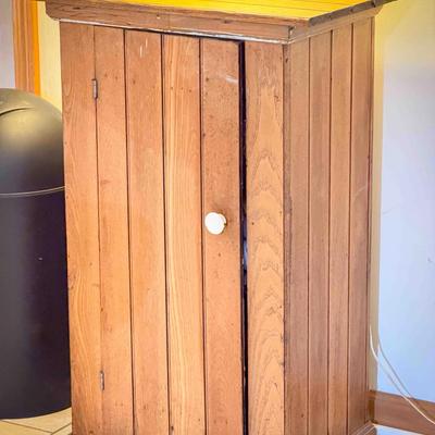 Wooden Storage Cabinet with Contents