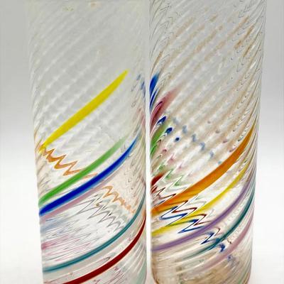 (2) Murano-Style Handblown Swirl Glass Tumblers