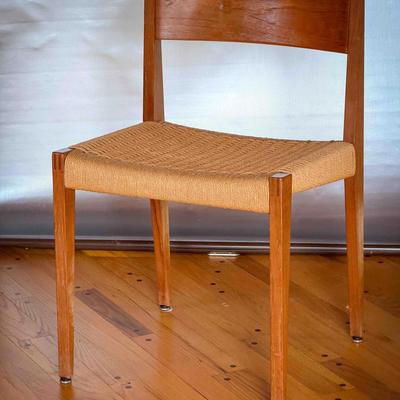 Mid-Century Danish Style Teak Dining Chair w/ Woven Papercord Seat