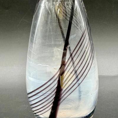 Signed Scandinavian Swirl Art Glass Vase