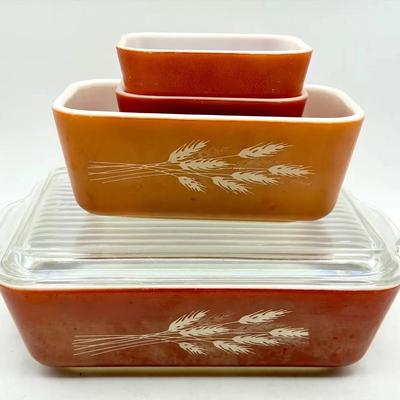 (4) Pyrex Autumn Harvest Refrigerator Dishes