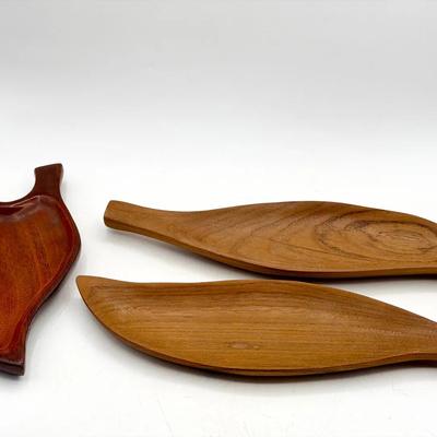 (3) Genuine Wood Serving Dishes Feat. Genuine Teak 