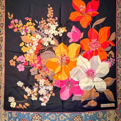 Christian Dior Silk Scarf – Bold Floral Print