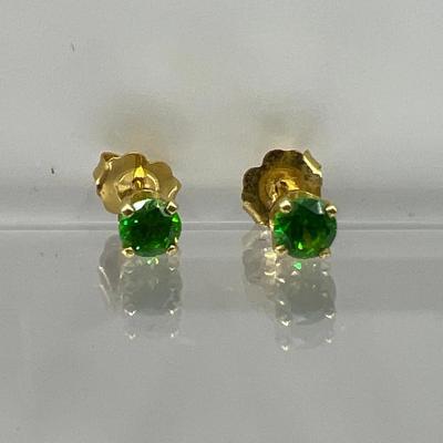 18K Gold & Green Gemstone Earrings