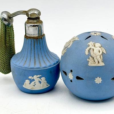Wedgwood Blue Jasperware Perfume Atomizer & Pomander