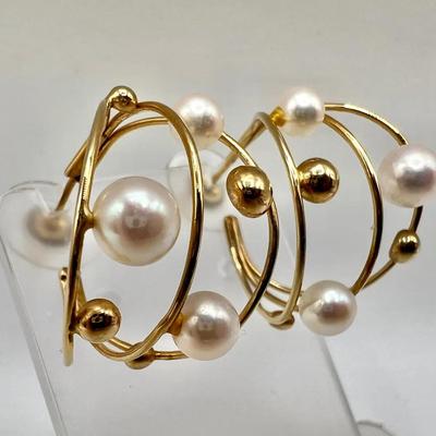 Real Pearl Jewelry — Swirling Hoop Earrings