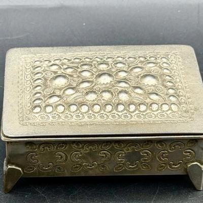 Signed Ornate Metal Trinket Box 