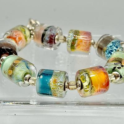 Fascinating Glass Beaded Bracelet with Sterling Silver Clasp