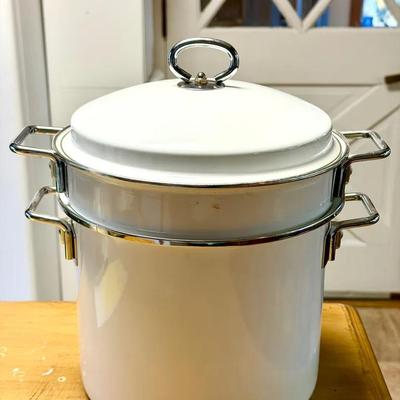 Vintage Enamel Steamer Pot